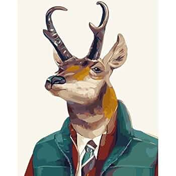 Amazon.co.jp: ZXCVBN 鹿 紳士 動物 DIY 絵画 モダン ウォール